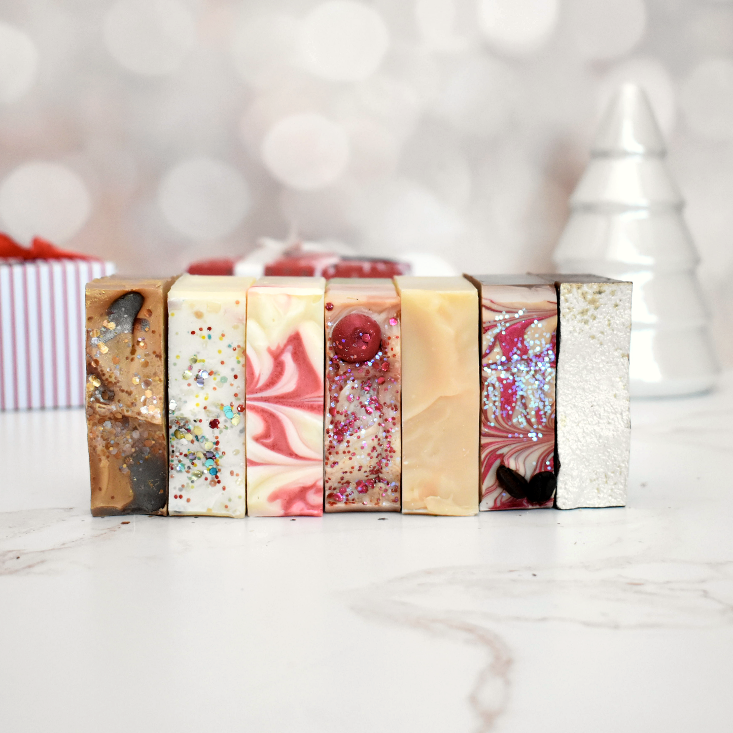 Holiday Gift Box: 3 Artisan Soaps for Christmas Customizable | Free Handmade Gift Box