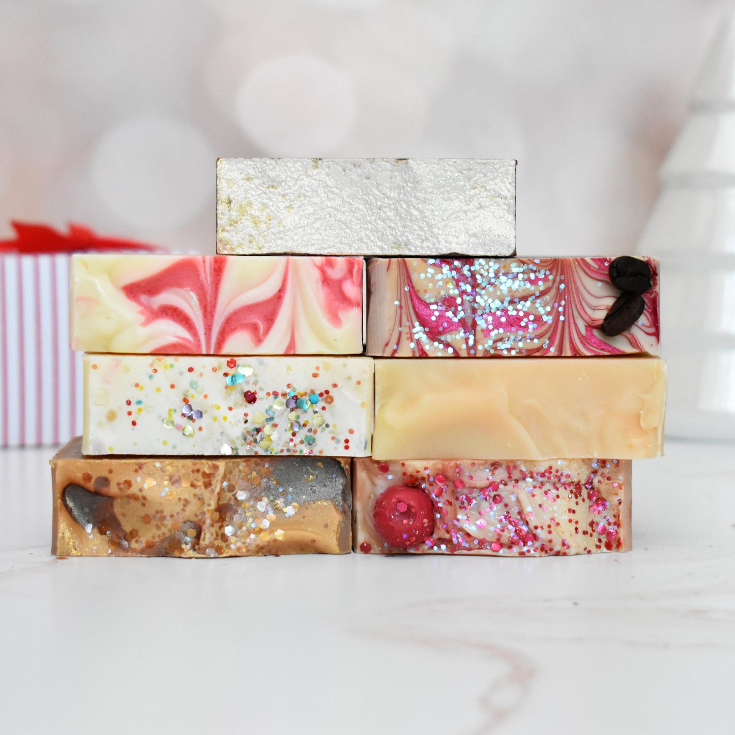 Holiday Gift Box: 3 Artisan Soaps for Christmas Customizable | Free Handmade Gift Box