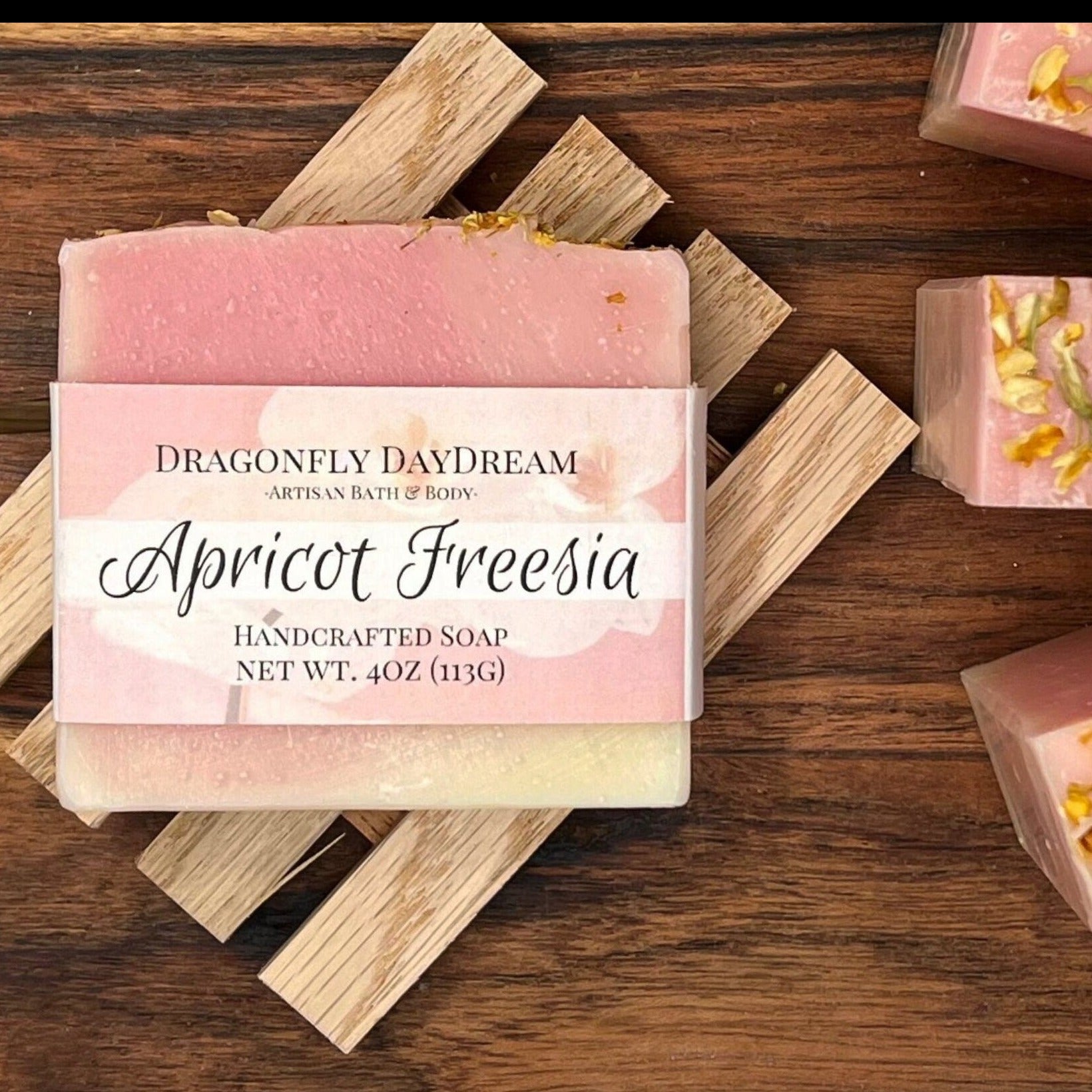 Apricot Freesia Artisan Soap Bar Dragonfly Daydream