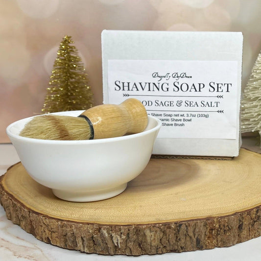 Shaving Soap Gift Set for Men with Shave Bowl