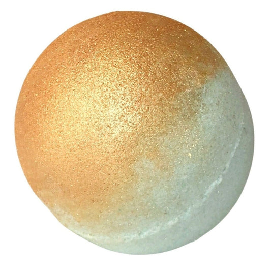 Light_teal_bath_bomb._Half_of_bath_bomb_is_covered_in_golden_mica._All_on_white_background