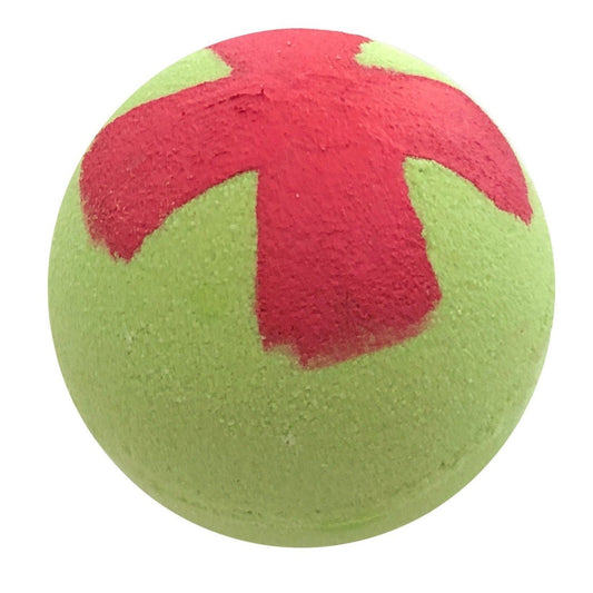 7.8oz Lime green bath bomb with a large red “X” on top.  white background