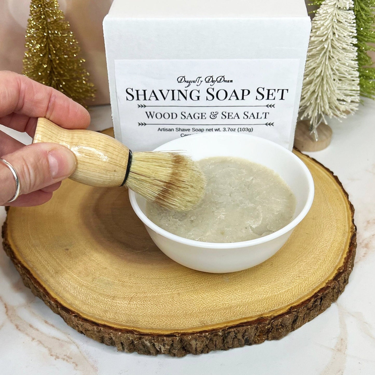 Shaving Soap Gift Set for Men with Shave Bowl